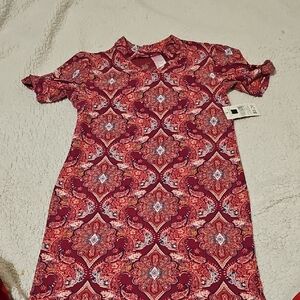 Girl's Red Paisley Pattern Shift Dress